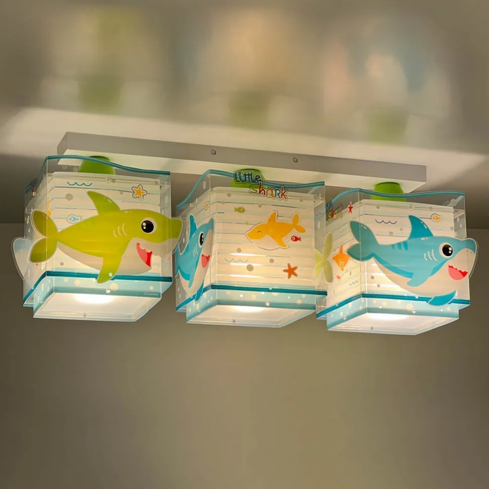 Dalber Little Shark loftlampe, havmotiv 3 lyskilde