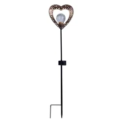 Deco-solcelle hjerte, jordspyd, LED varm hvid, 2x
