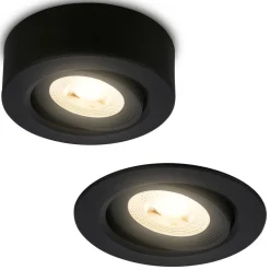 Desi indbygningslampe, sort, Ø9cm, tænd/sluk, 3000K