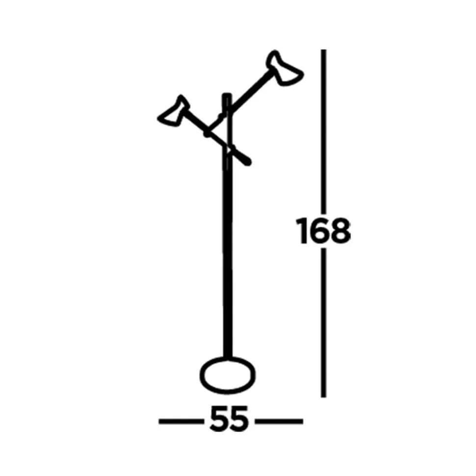 Diablo LED-gulvlampe, sort/guld, metal, justerbar