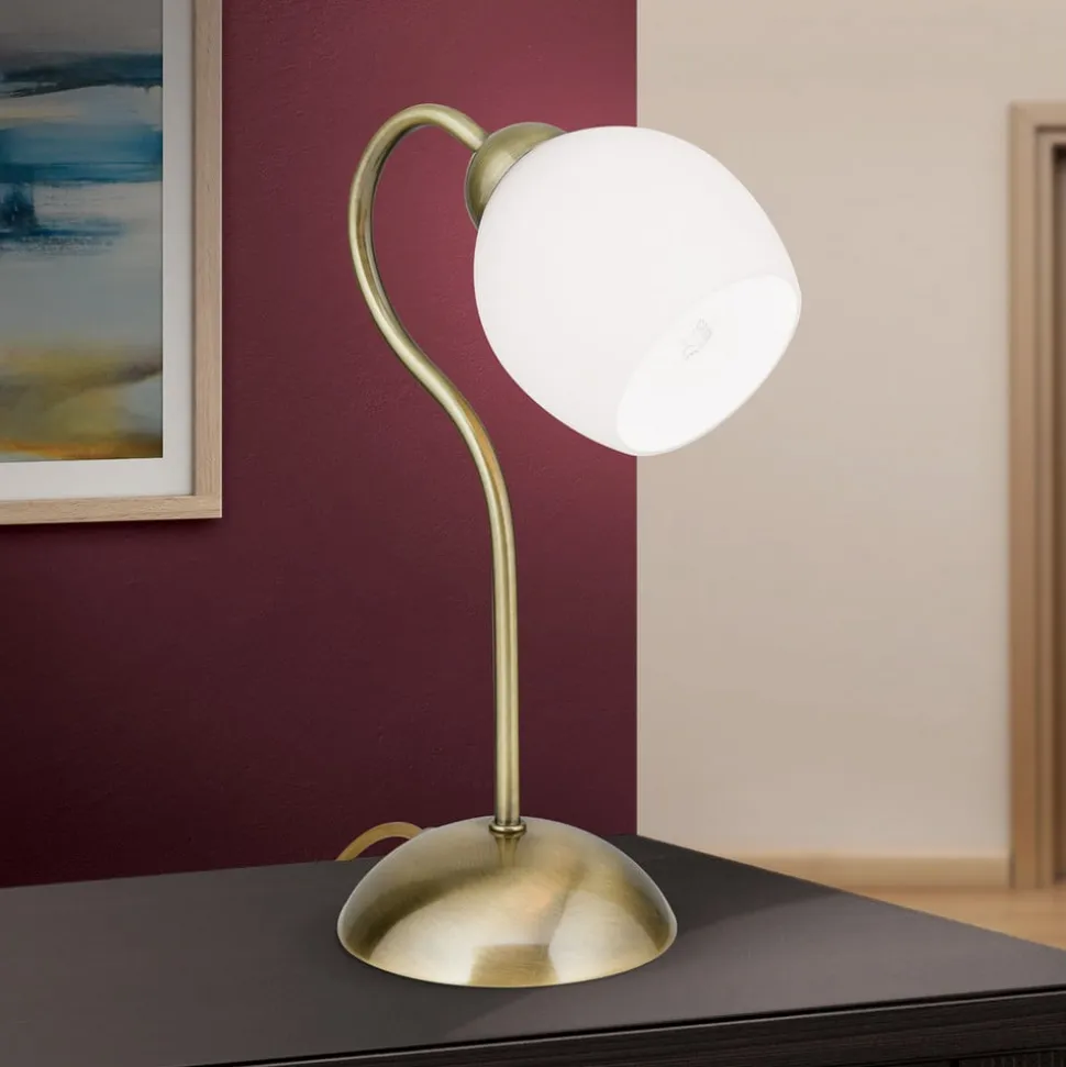 Doma bordlampe, antik messingfarve, højde 30 cm, glas