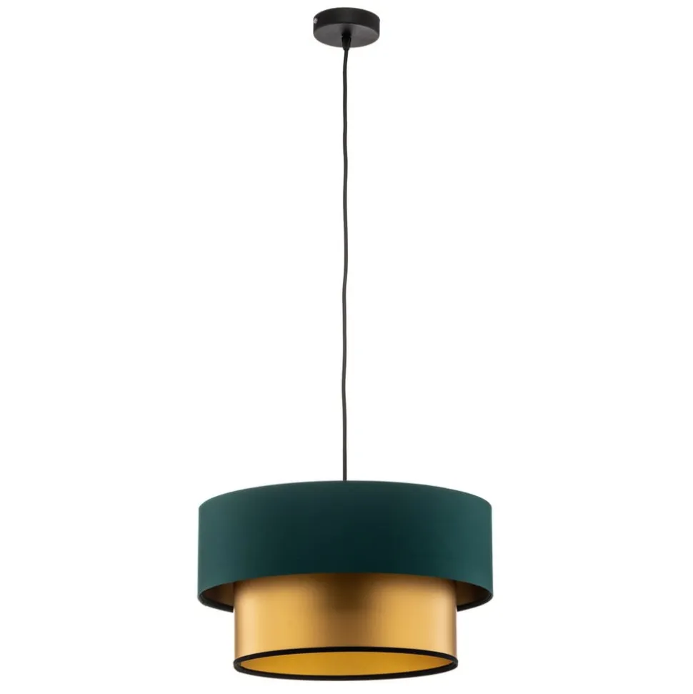 Dorina hængelampe, grøn/guld Ø 40cm
