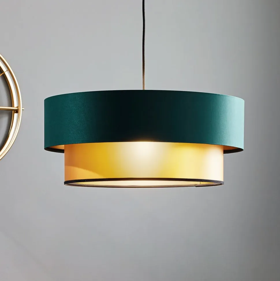 Dorina hængelampe, grøn/guld Ø 50cm