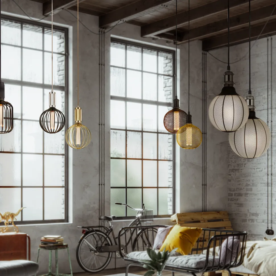 Drum LED-pære, guld, E27, 3,5 W, 1.800 K, dæmpbar