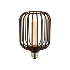 Drum LED-pære, sort, E27, 3,5 W, 1.800 K, dæmpbar