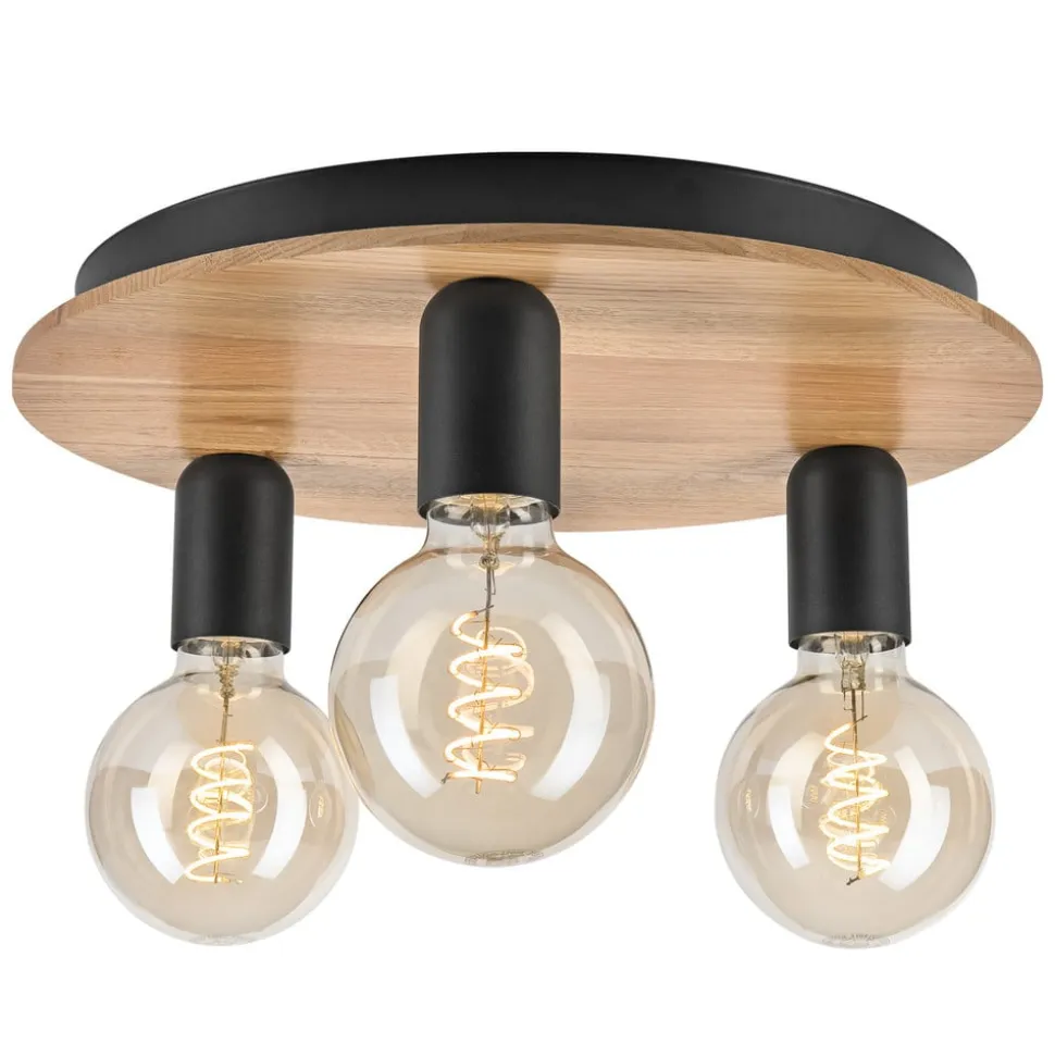 Dusty loftlampe, bøgetræ, sort, Ø 33 cm, 3 lyskilder
