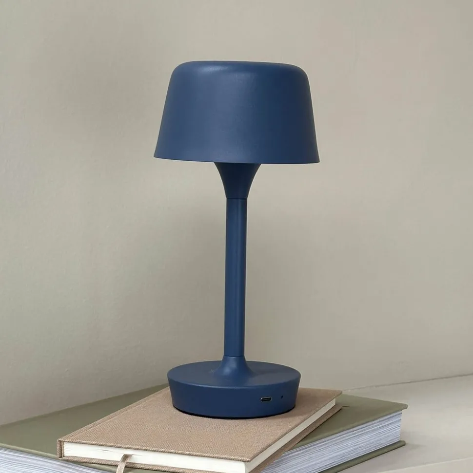 Dyberg Larsen LED-bordlampe Flow, blå, højde 25 cm