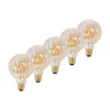 E27 3,8 W LED G95 2.700 K 340lm riller, rav, 5 stk