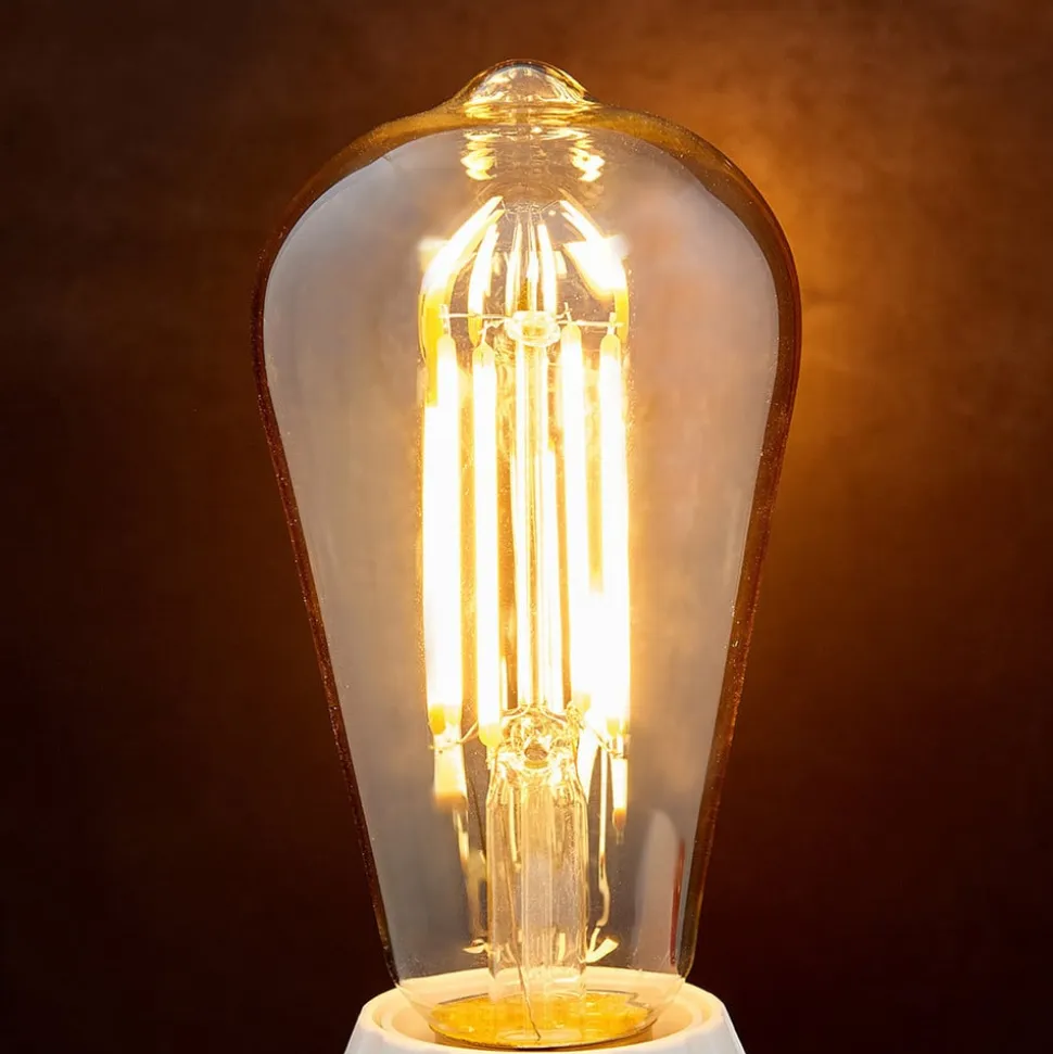 E27 rustik LED-pære 6 W 500lm rav 1.800 K, 2 stk