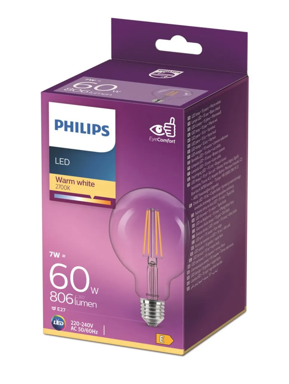 E27 7W 827 G95 klar LED-globepære