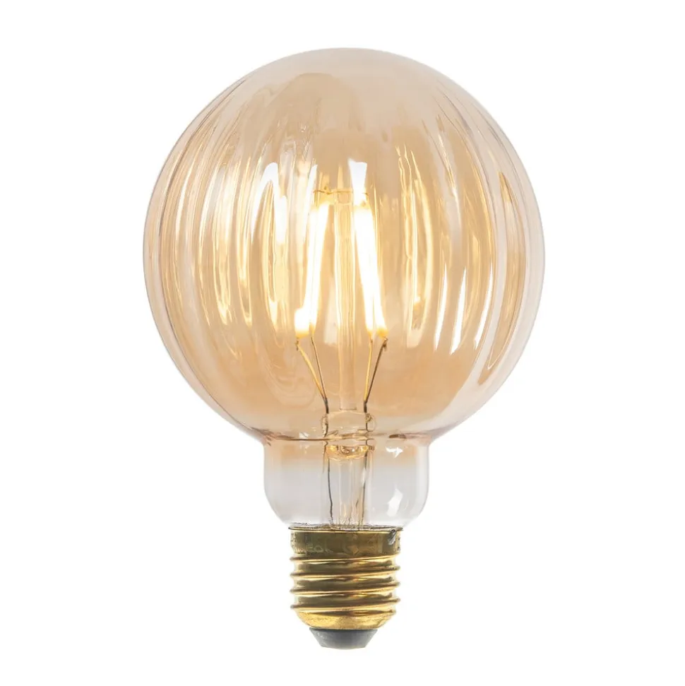 E27 3,8W LED-pære G95, 2700K, 340lm, riller ravfarvet