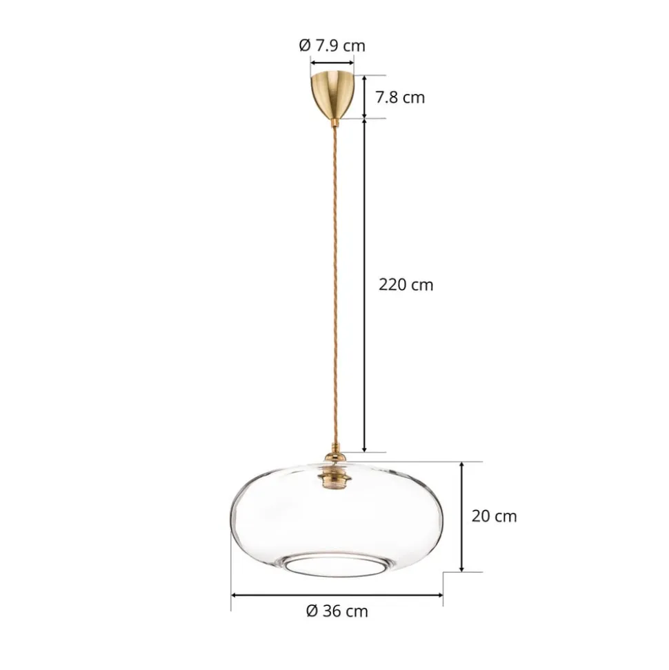 EBB & FLOW Horizon glas-pendellampe, klar, Ø 36 cm