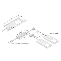 Eco-Pad F LED-underskabsbelysning, 2, 4.000 K sort