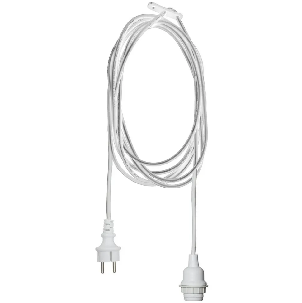 E27-fatning med Ute-kabel, 2,5 m, hvid