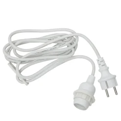 E27-fatning med Ute-kabel, 2,5 m, hvid