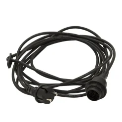 E27-fatning med Ute-kabel, 5 m, sort