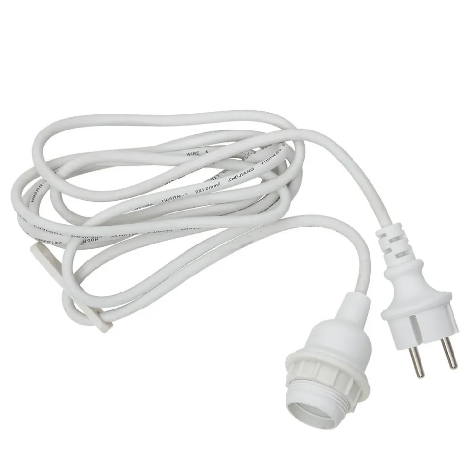 E27-fatning med Ute-kabel, 5 m, hvid