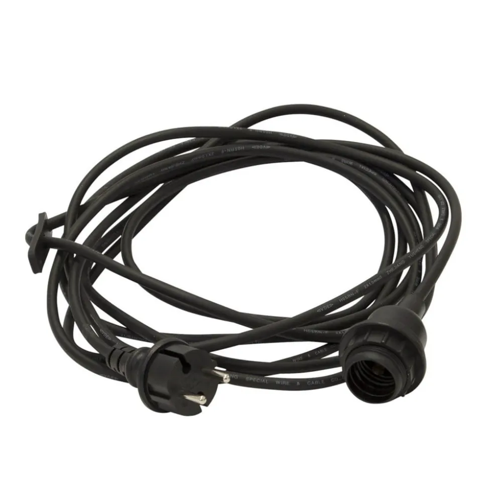 E27-fatning med Ute-kabel, 5 m, hvid