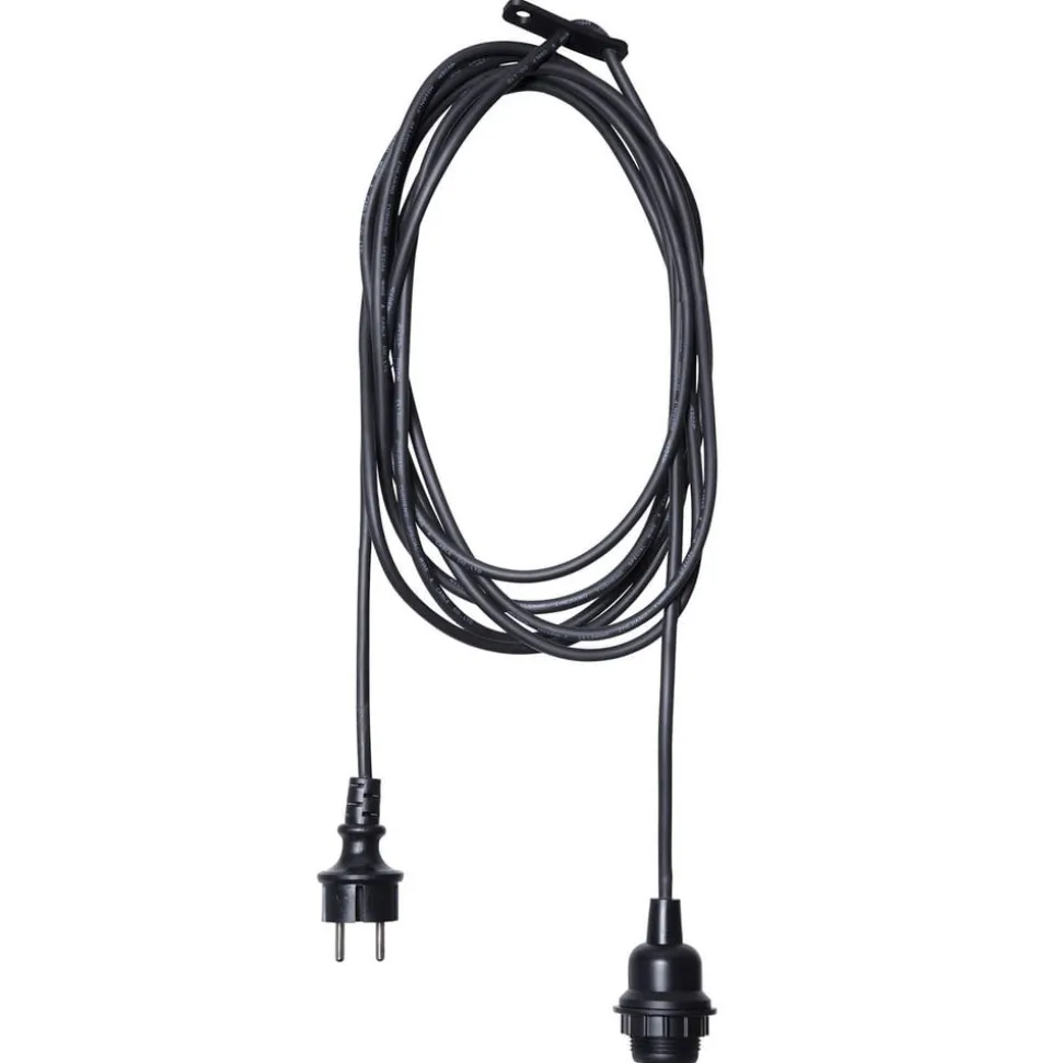 E27-fatning med Ute-kabel, 5 m, hvid