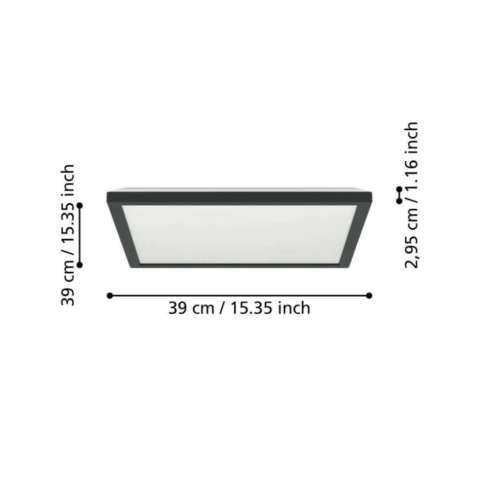 EGLO connect LED-loftlampe Rovito-Z, sort, 39 x 39 cm