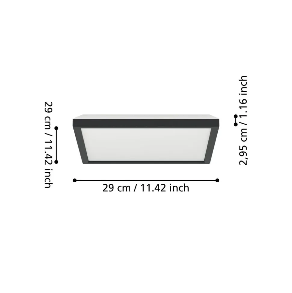 EGLO connect LED-loftlampe Rovito-Z, sort, 29 x 29 cm