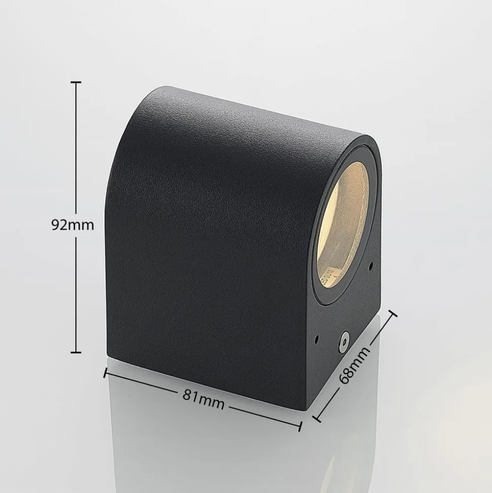 ELC udendørs væglampe Fijona, rund, 8,1 cm, grå, aluminium