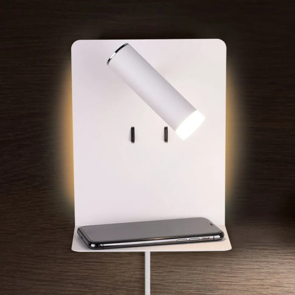 Element LED-væglampe med hylde, mat hvid