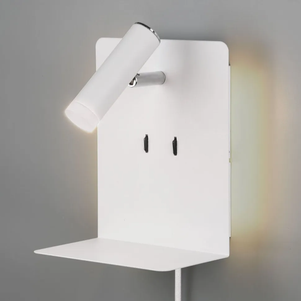 Element LED-væglampe med hylde, mat hvid