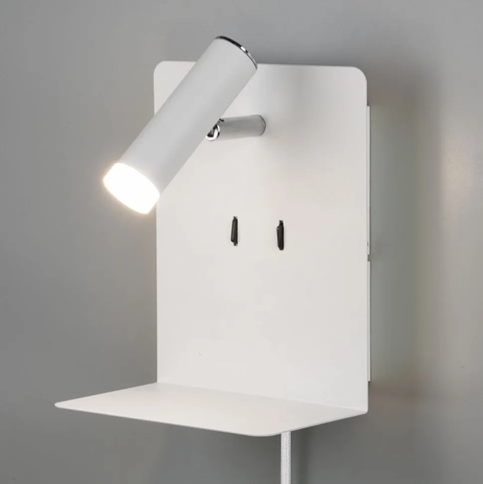 Element LED-væglampe med hylde, mat hvid