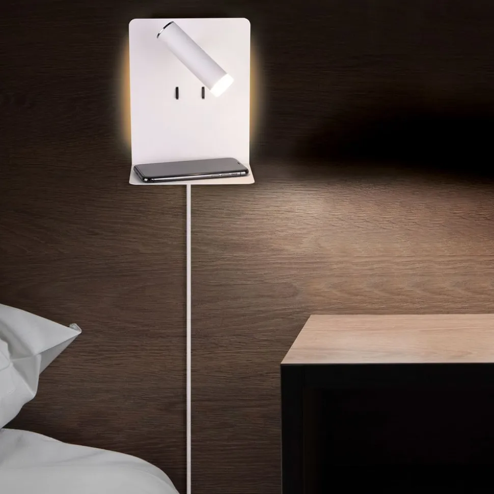 Element LED-væglampe med hylde, mat hvid