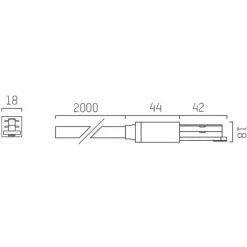 Endetilkobling til Volare-skinne Kabel 2m sort