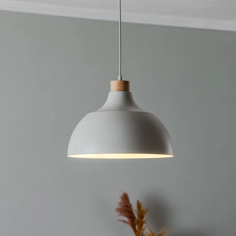 Envostar Kaitt hængelampe, beige, Ø 34 cm, trædetaljer