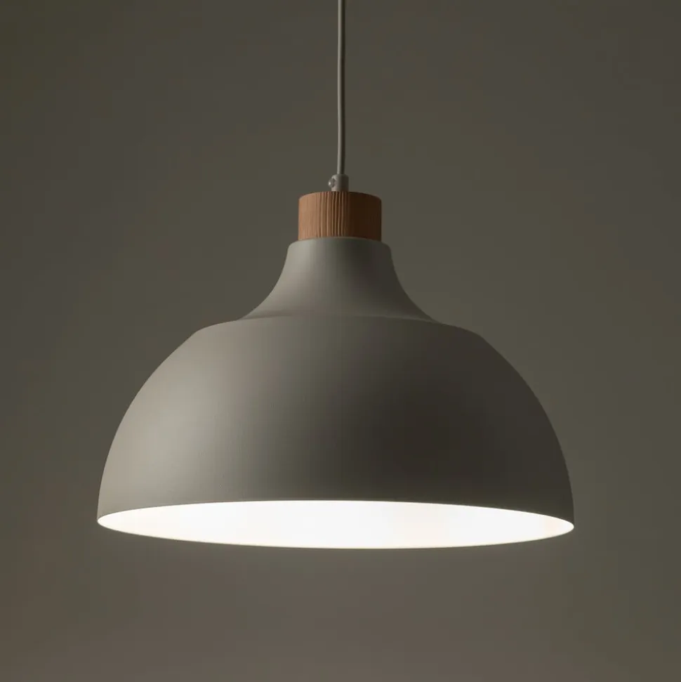 Envostar Kaitt hængelampe, beige, Ø 34 cm, trædetaljer