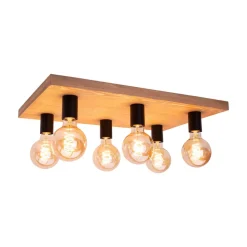 Envostar Lobo loftslampe 6fl. fyrretræ brun