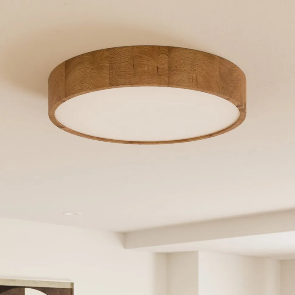 Envostar loftlampe Kerio, Ø 47 cm, naturligt egetræ