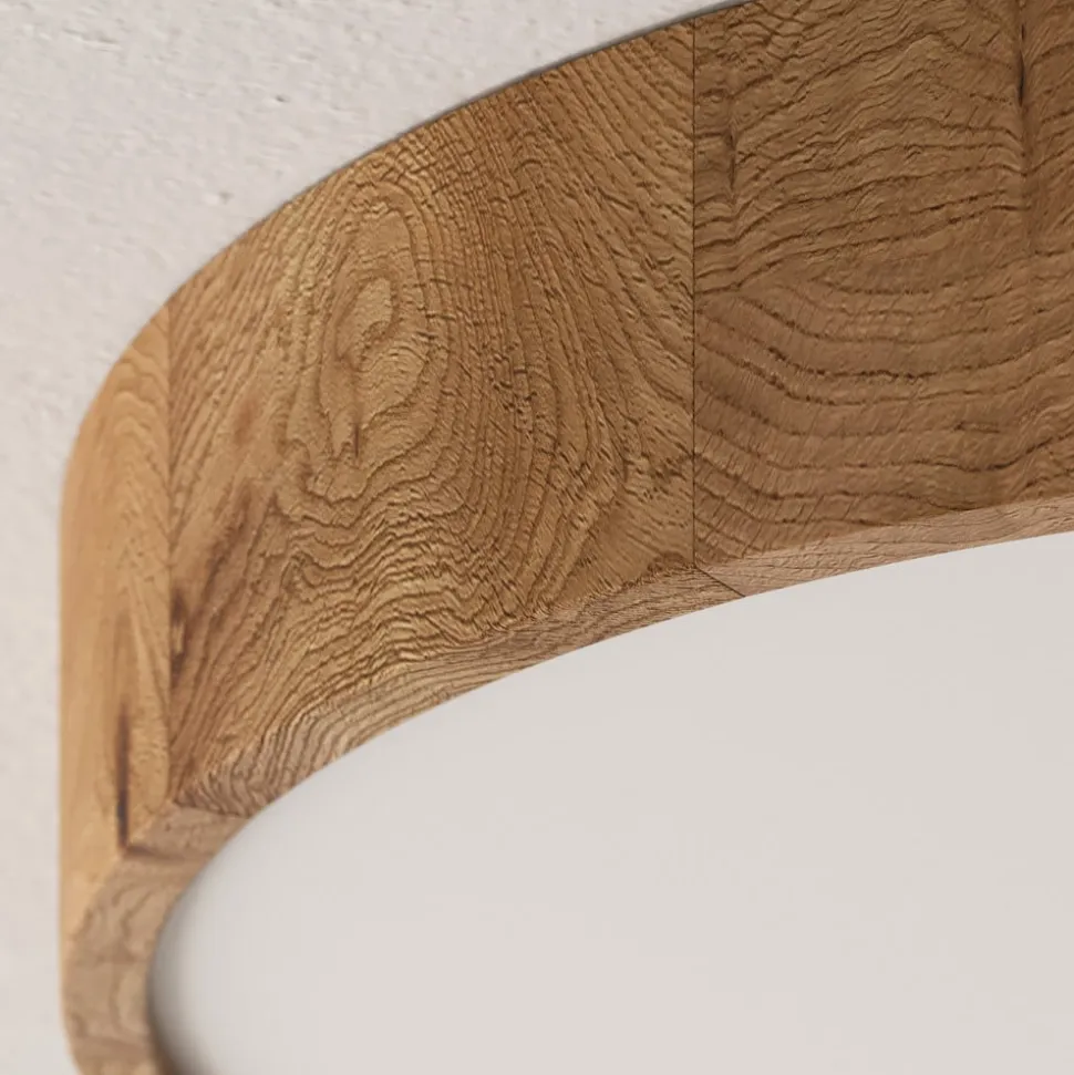 Envostar loftlampe Kerio, Ø 47 cm, naturligt egetræ