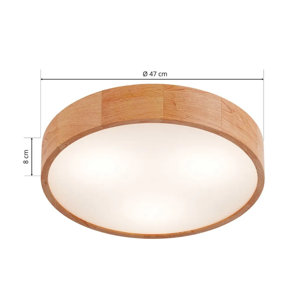 Envostar loftlampe Kerio, Ø 47 cm, naturligt egetræ