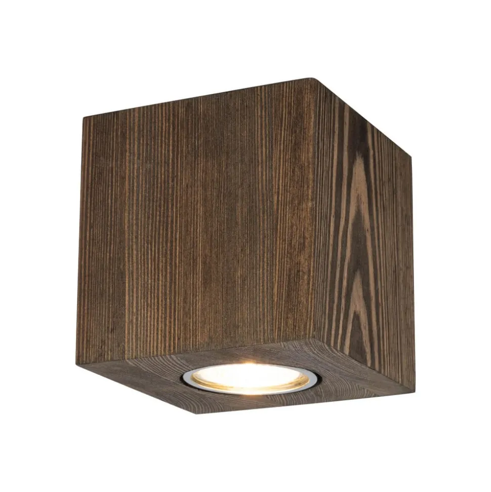 Envostar Tuni downlight, fyrretræ bejdset valnød