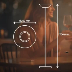 Estate LED-gulvlampe, sort, touchdæmper, USB-kabel