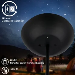 Estate LED-gulvlampe, sort, touchdæmper, USB-kabel