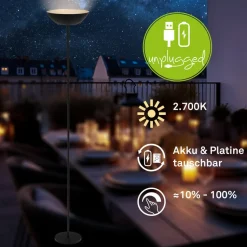 Estate LED-gulvlampe, sort, touchdæmper, USB-kabel