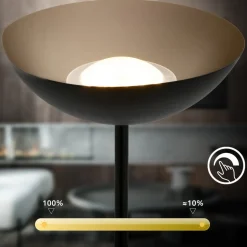 Estate LED-gulvlampe, sort, touchdæmper, USB-kabel