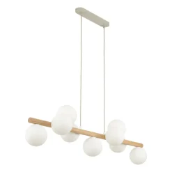 Estera hængelampe, opalglas, træ, 9 lyskilder