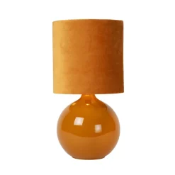 Esterad bordlampe, okker, Ø 24 cm, højde 47 cm, glas