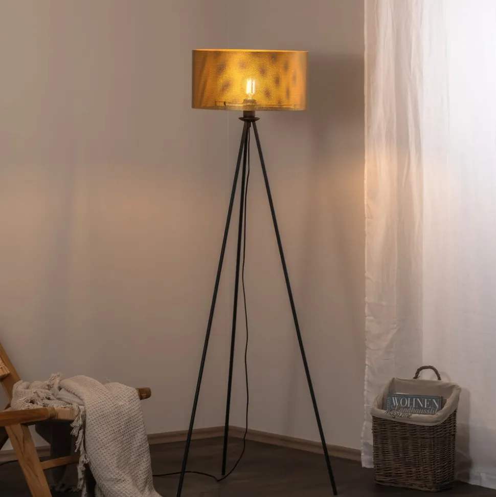 Euluna gulvlampe Zofia, guldfarvet