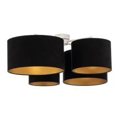 Euluna Lodge loftlampe, 4 lyskilder, sort/guld