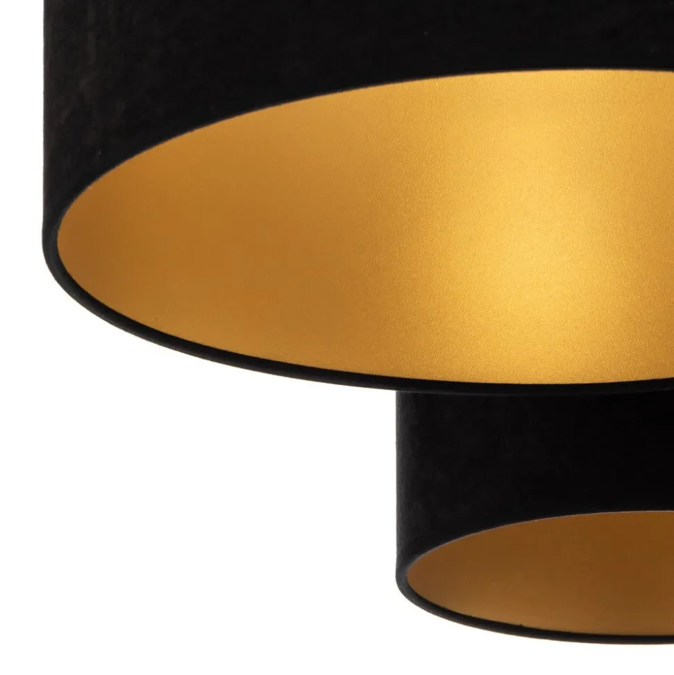 Euluna Lodge loftlampe, 4 lyskilder, sort/guld
