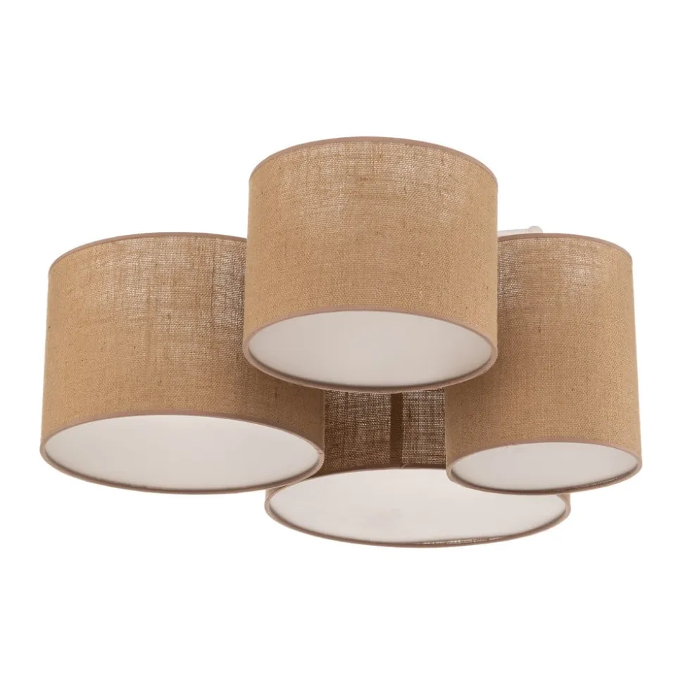 Euluna Lodge loftlampe, 4 lyskilder, jute