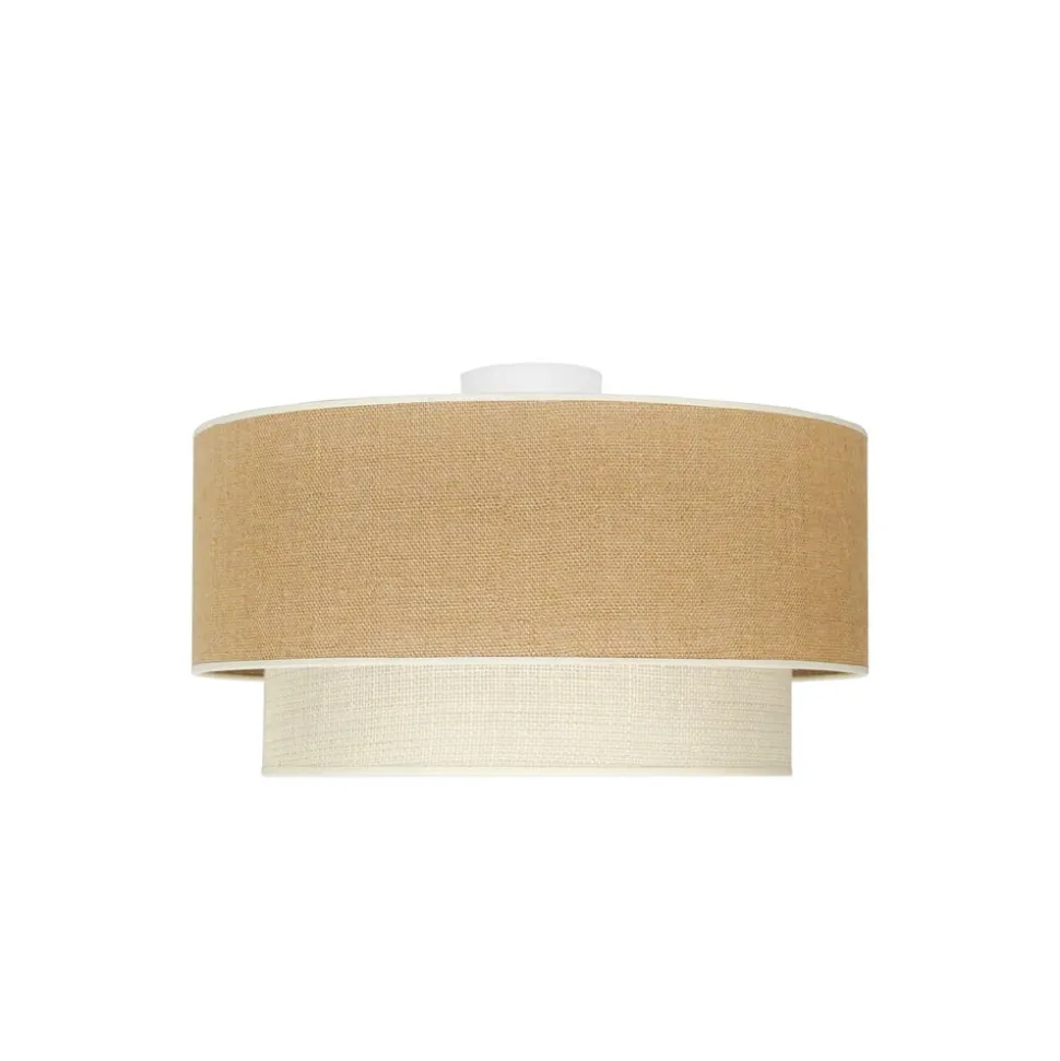 Euluna loftlampe Boho Jute, naturbrun/hvid, Ø 45 cm
