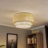 Euluna loftlampe Boho jute & sort, brun/sort, Ø60cm